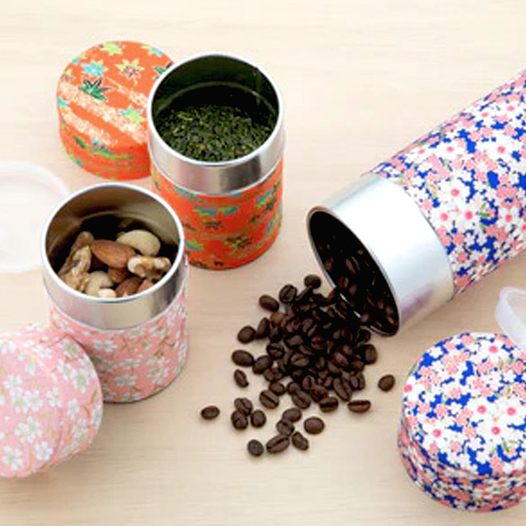 のレン 和紙の茶筒 / 200g 7.5×15.5cm 中蓋付き