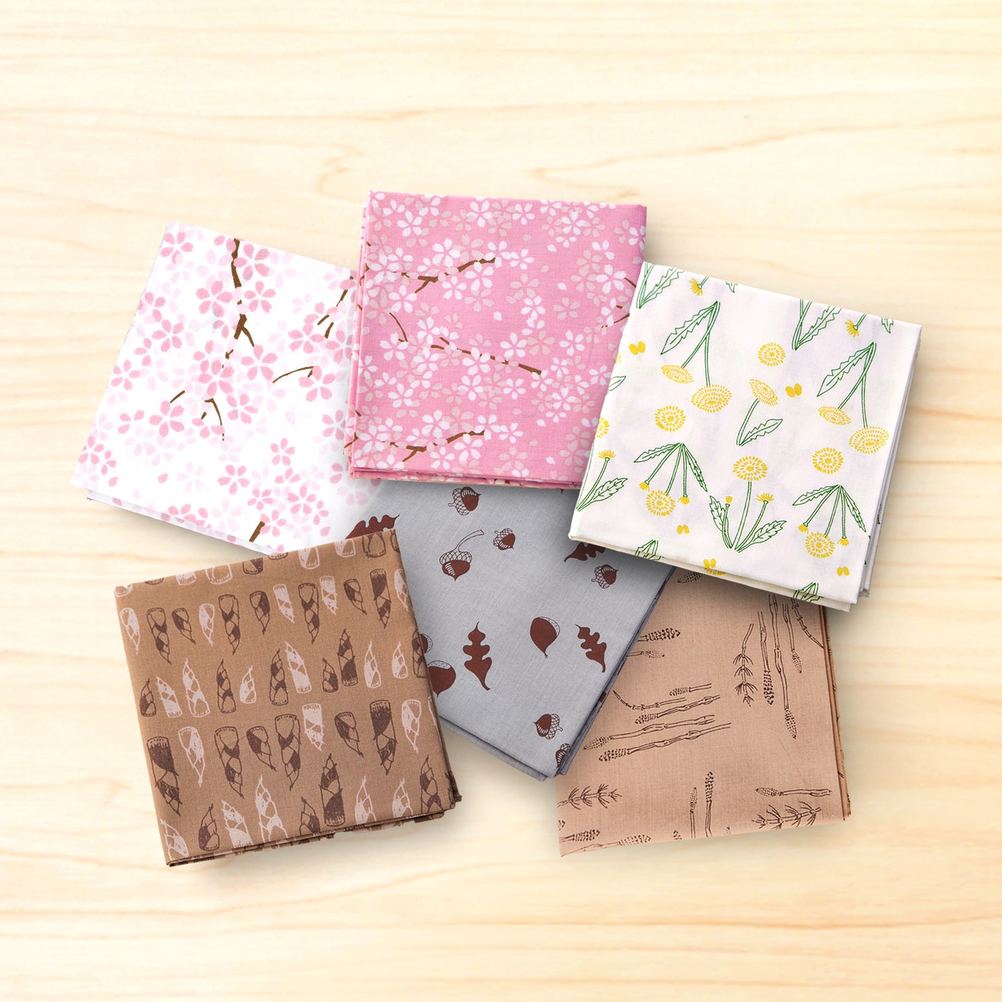 のレン 手捺染の綿ハンカチ / 50×50cm 綿100% 友禅型染め