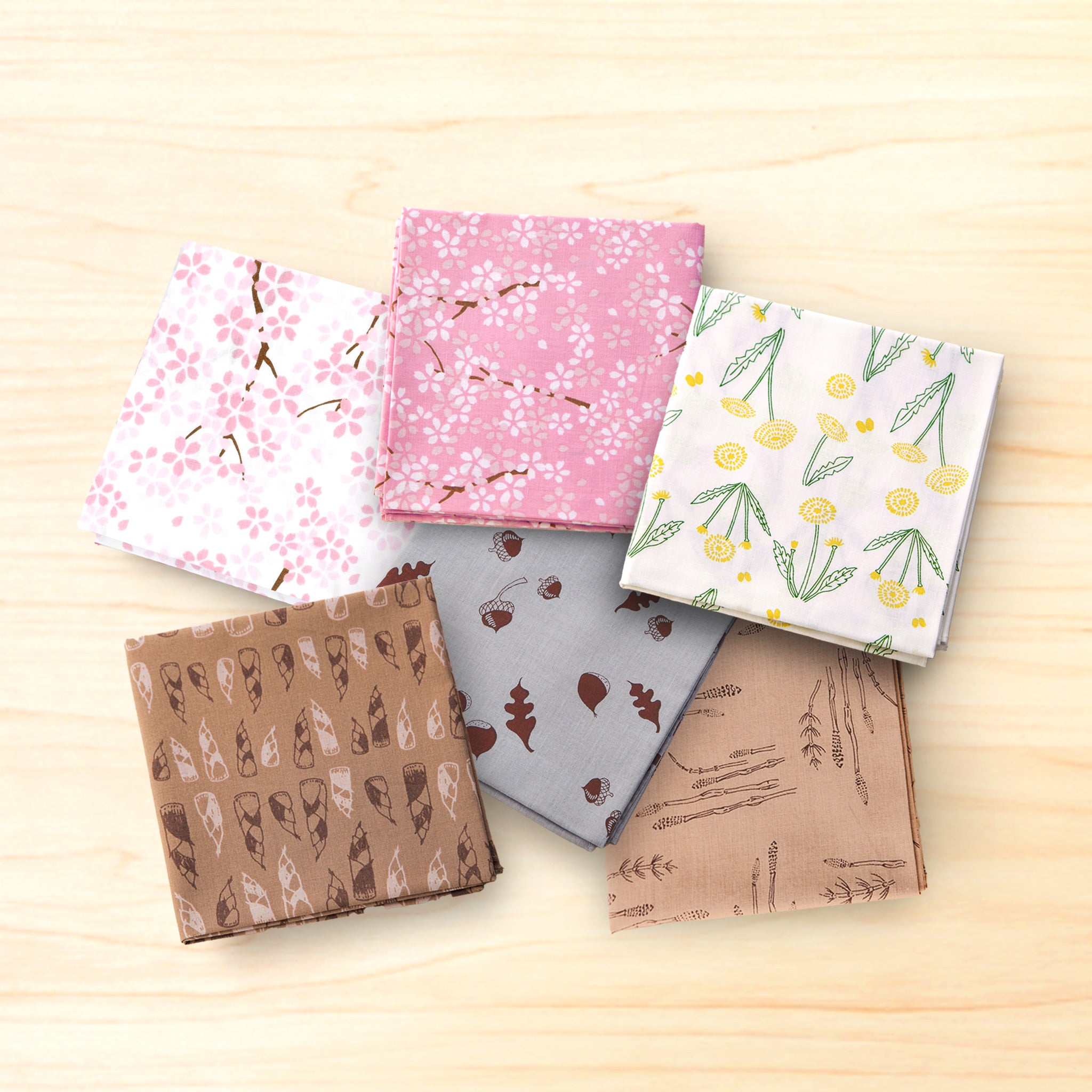 のレン 手捺染の綿ハンカチ / 50×50cm 綿100% 友禅型染め