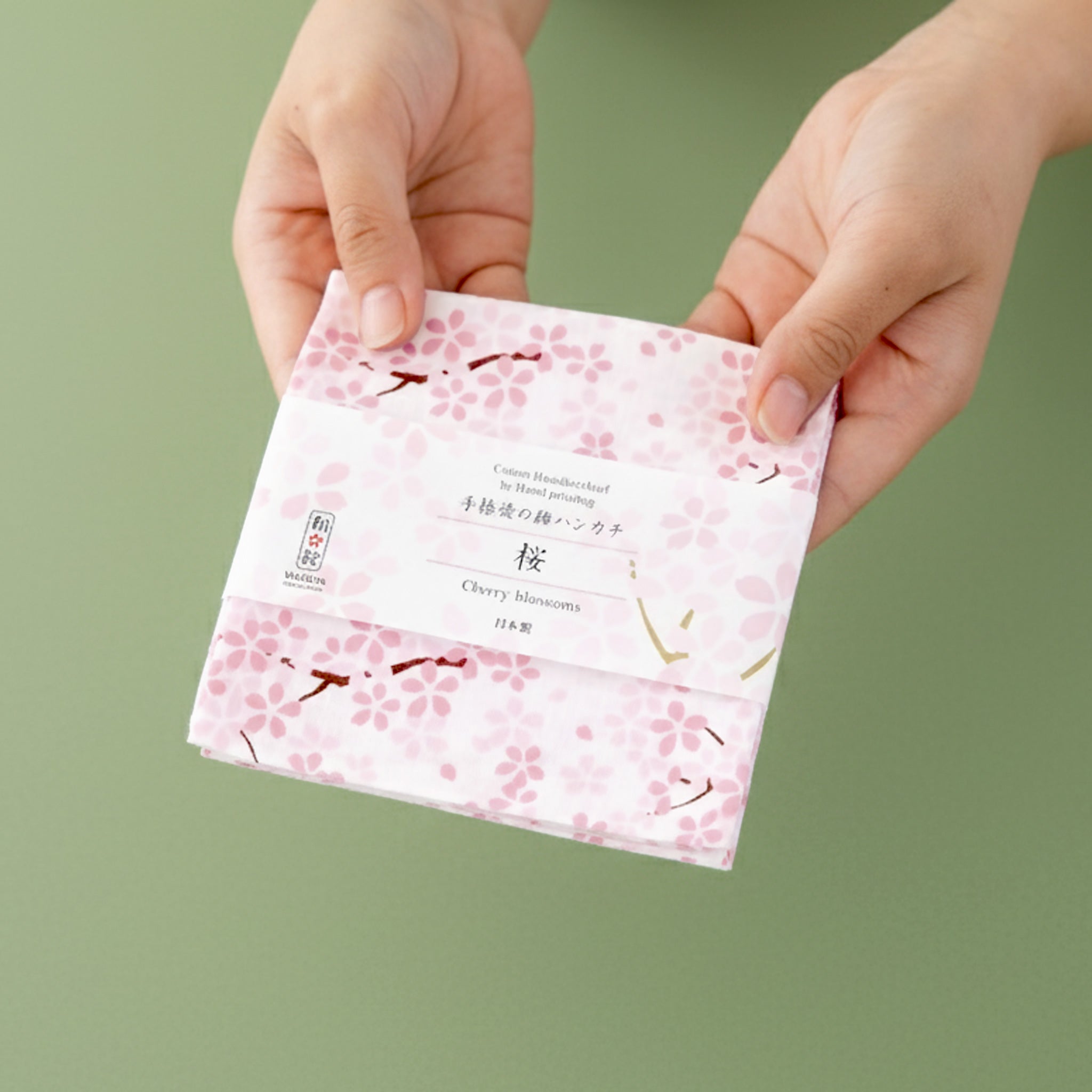 のレン 手捺染の綿ハンカチ / 50×50cm 綿100% 友禅型染め