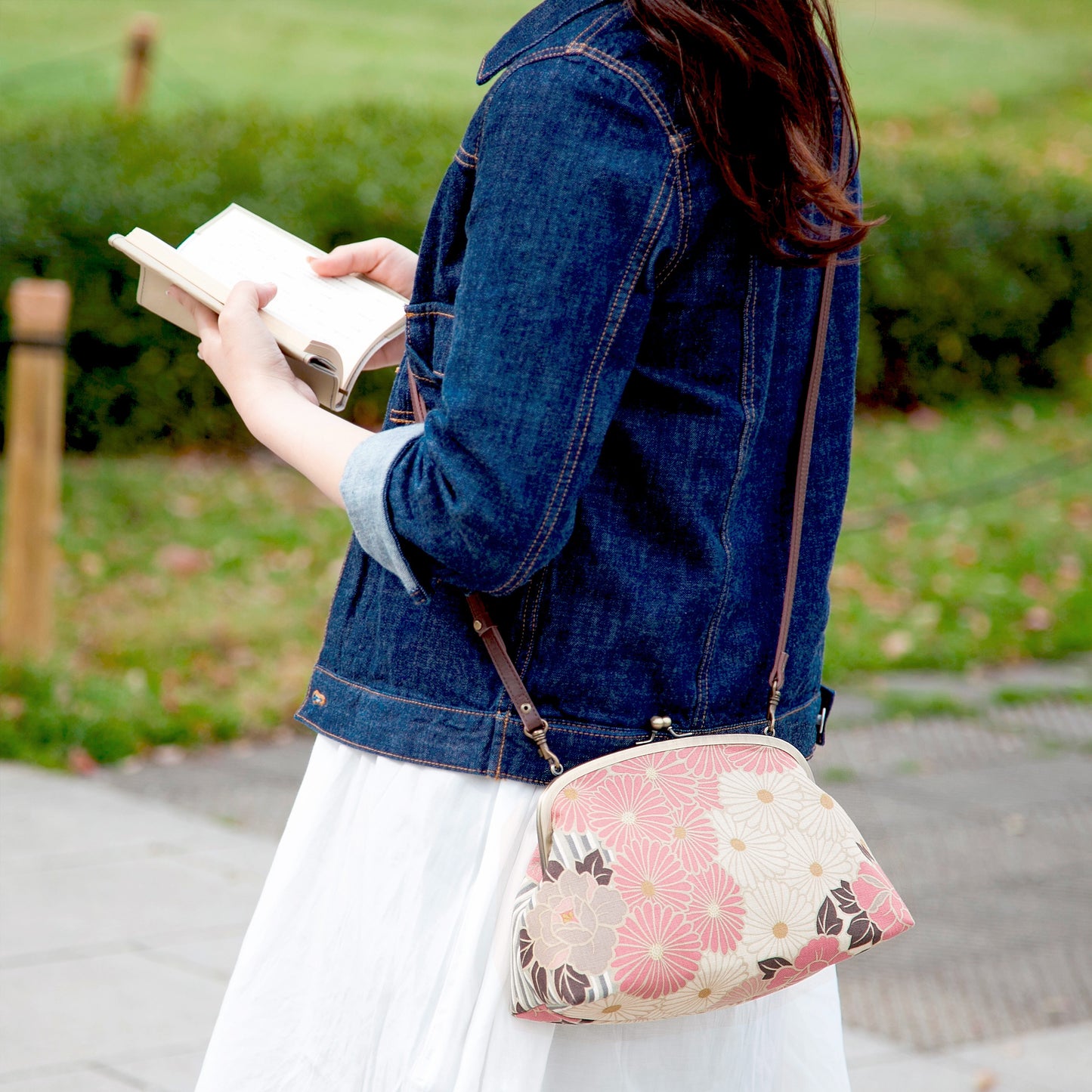 のレン 2way がま口ショルダーバッグ レトロフラワー