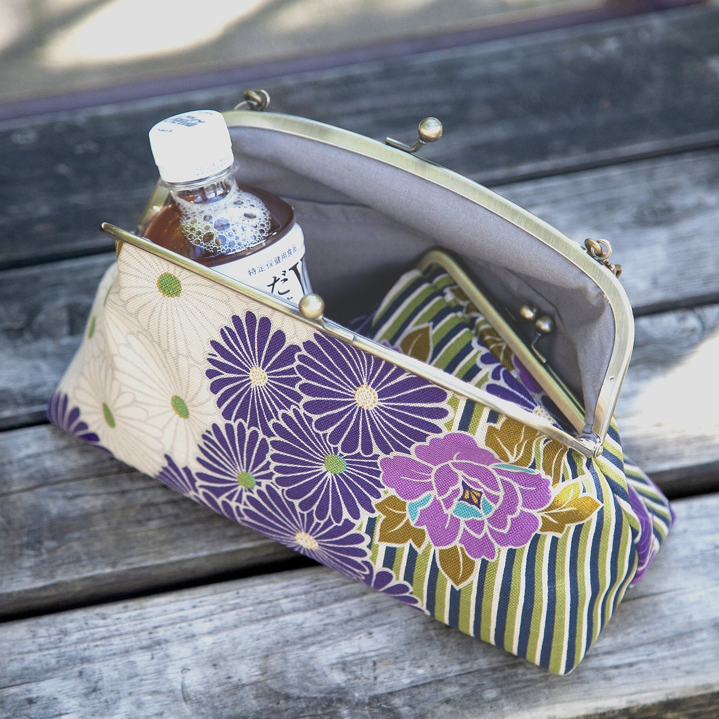 のレン 2way がま口ショルダーバッグ レトロフラワー