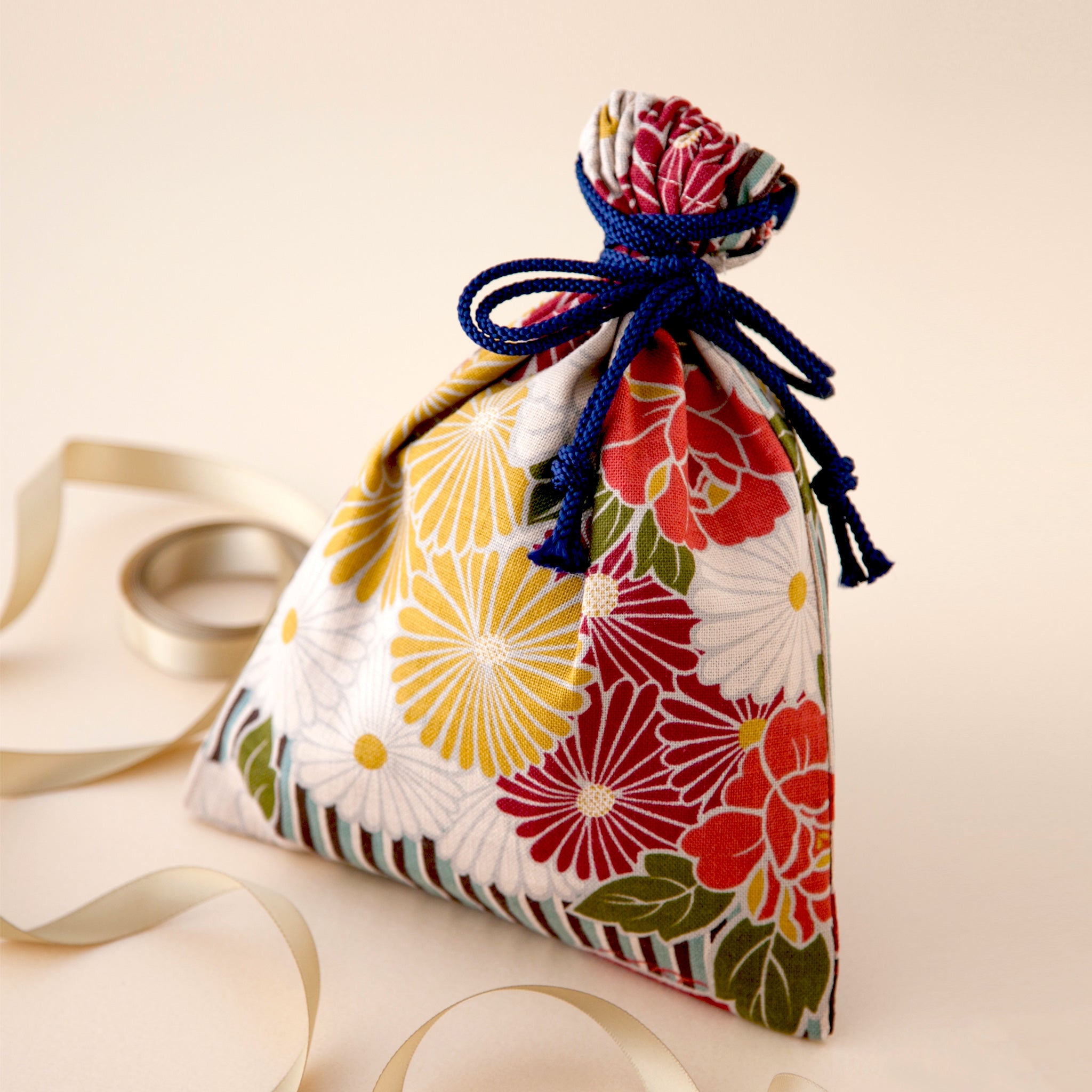 のレン 巾着袋 レトロフラワー