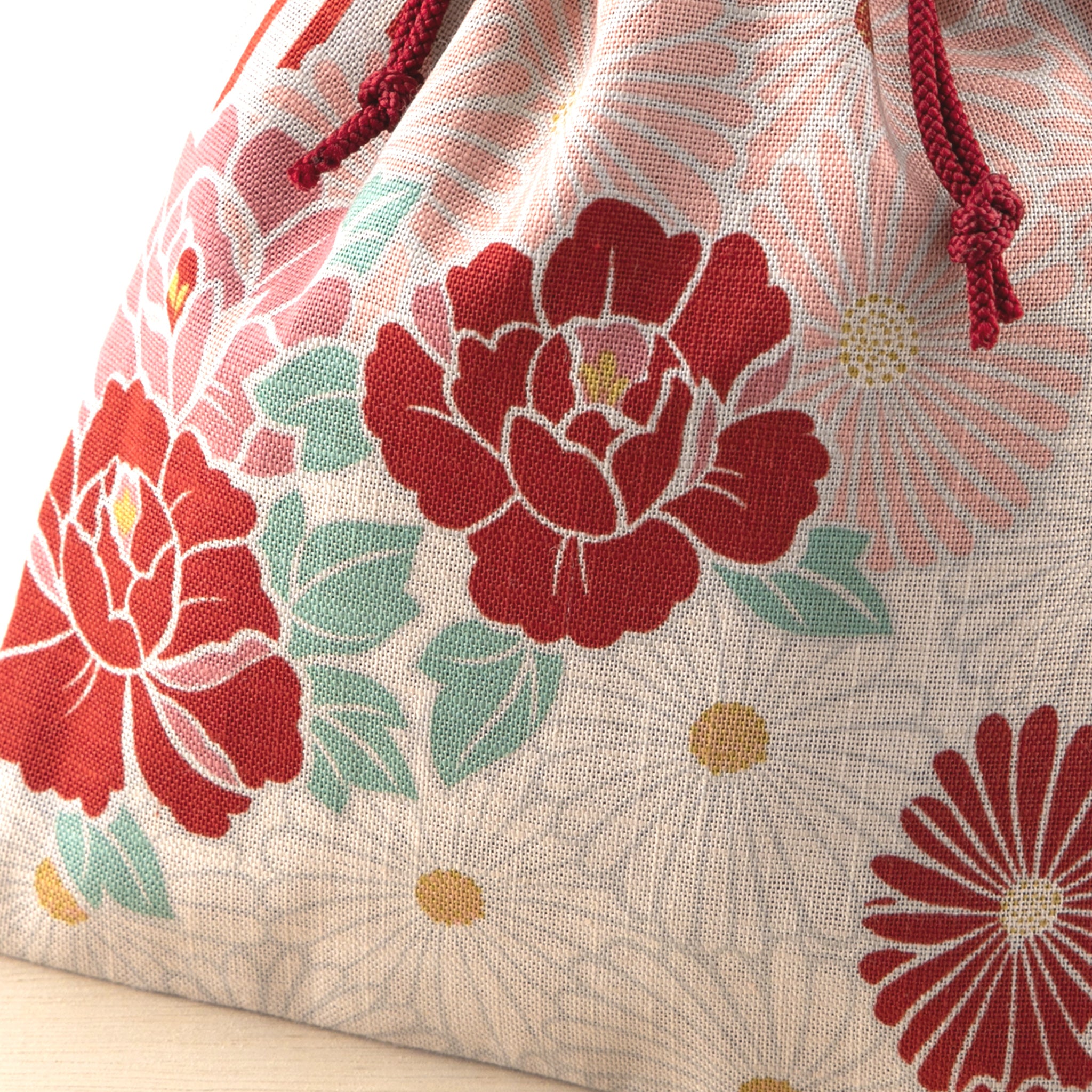 のレン 巾着袋 レトロフラワー