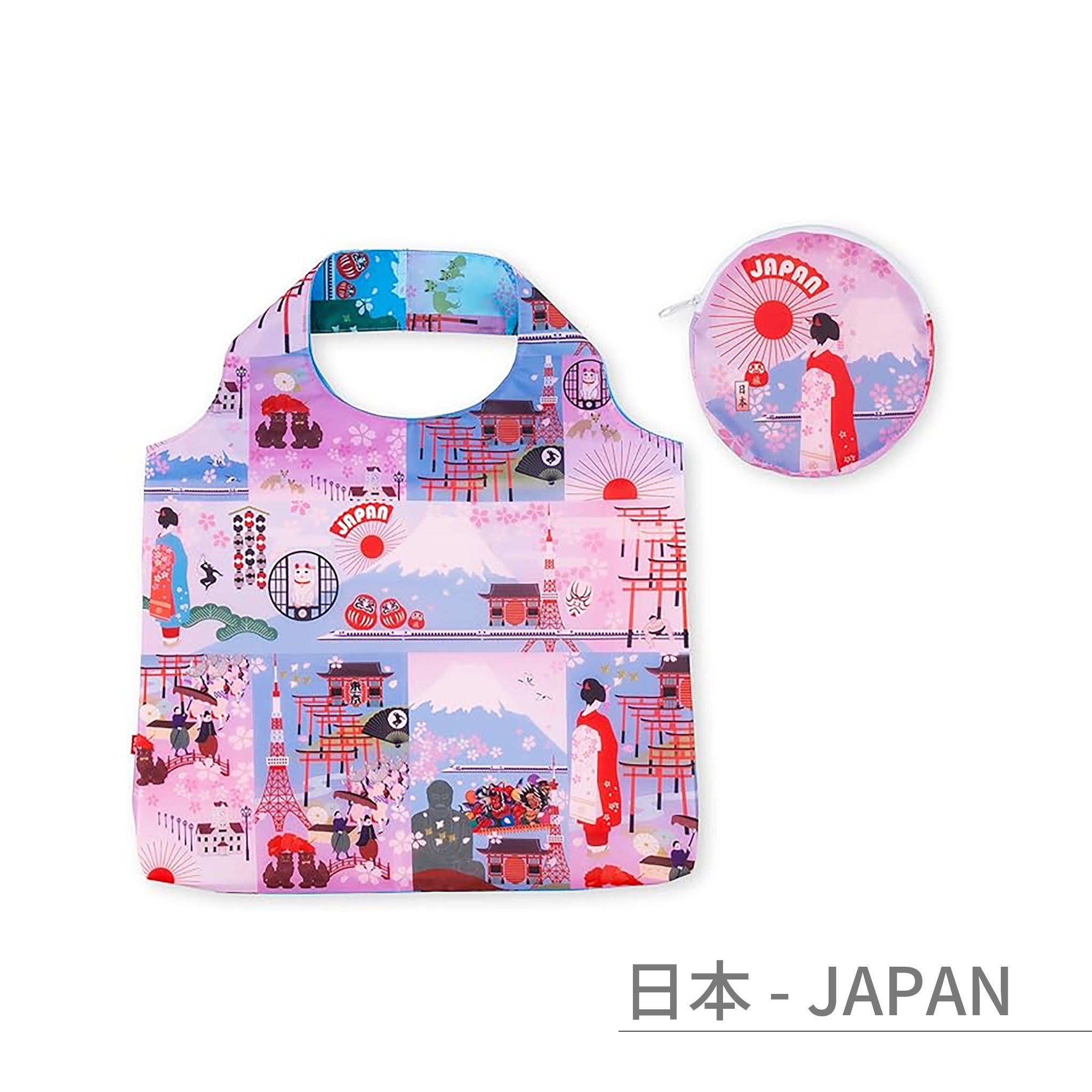 のレン ジャパノラマ ご当地柄 エコバッグ / 収納ポーチ付き