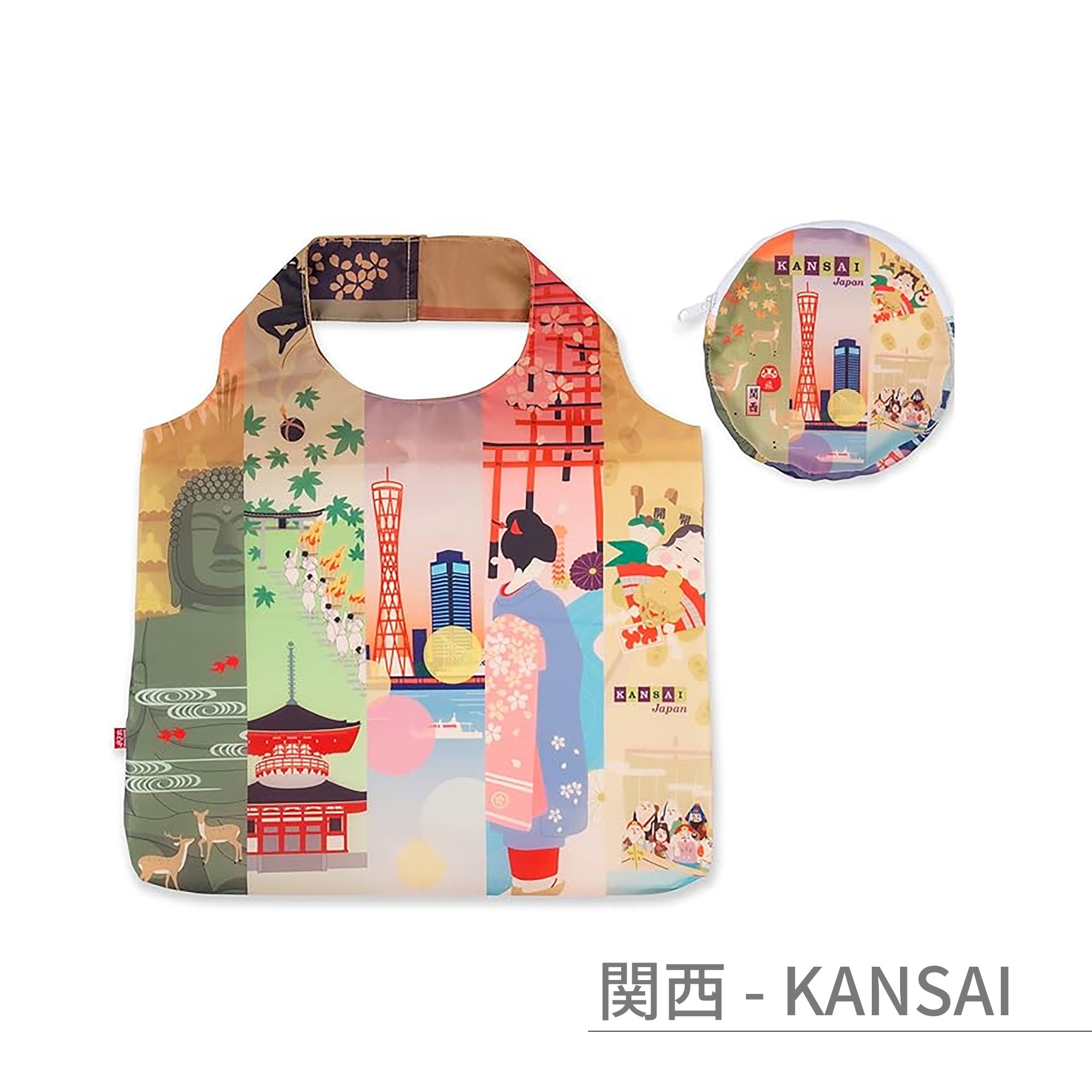 のレン ジャパノラマ ご当地柄 エコバッグ / 収納ポーチ付き