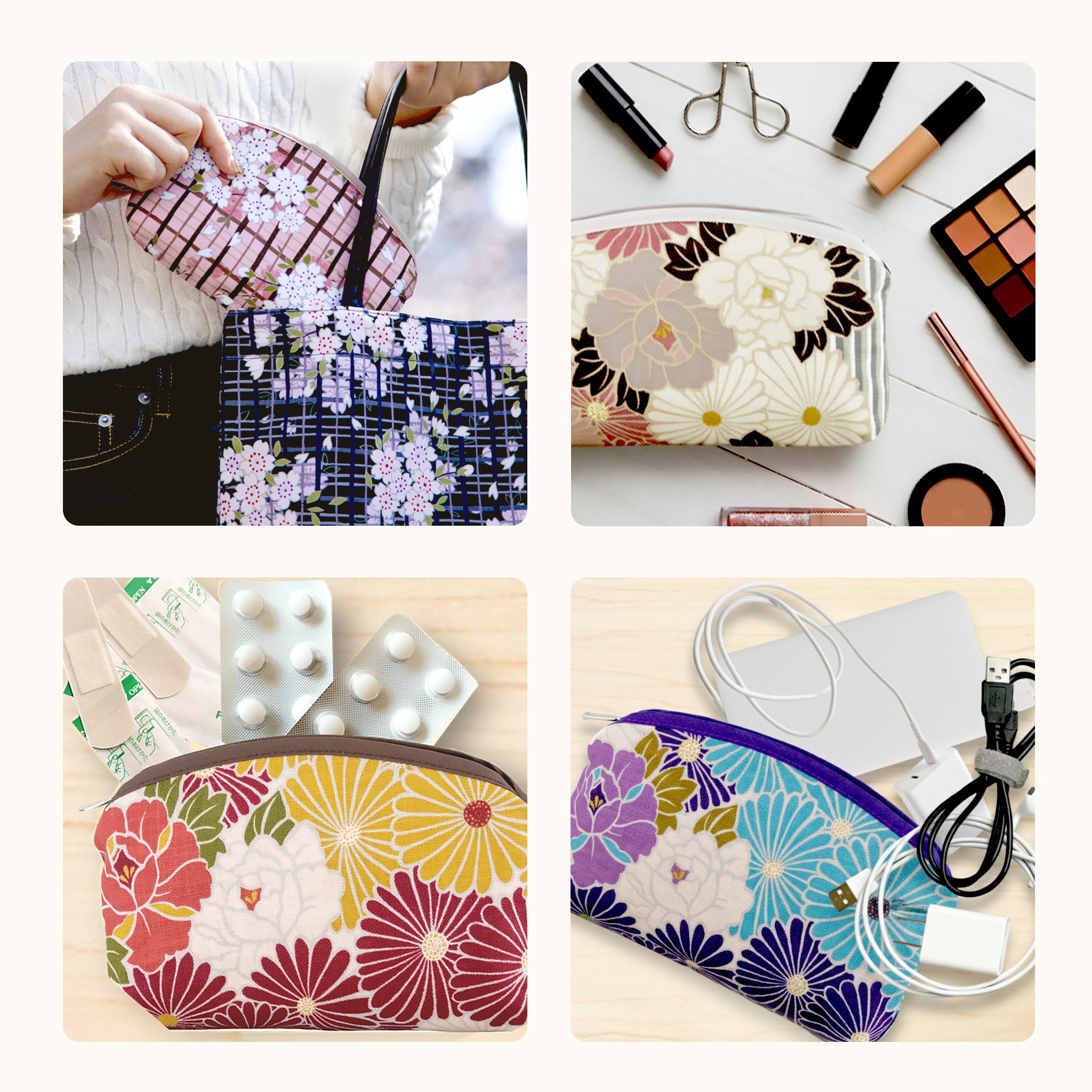 ★JJ⑥★ ハンドメイドポーチ&ショルダーバッグ 和柄 桜 P206 のレン 化粧ポーチ 桜格子 – NOREN JAPAN 公式通販