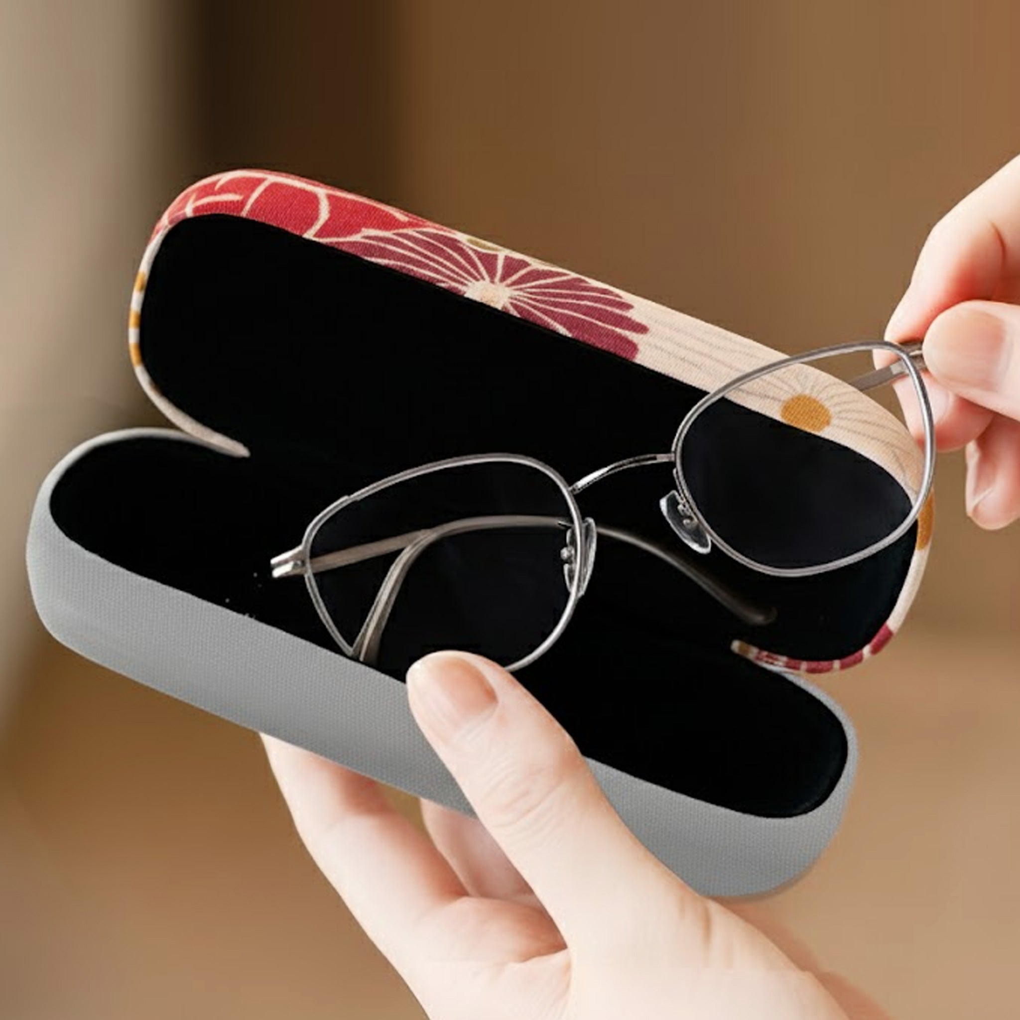 のレン 眼鏡ケース レトロフラワー　