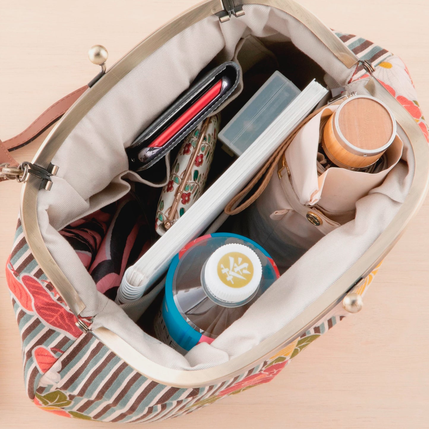 のレン がま口ショルダーバッグ レトロフラワー　