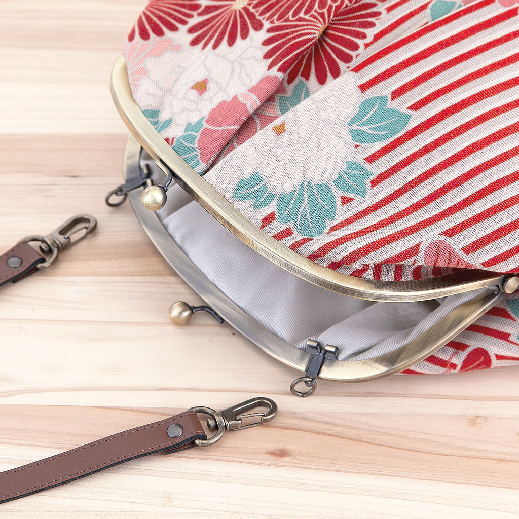 のレン がま口ショルダーバッグ レトロフラワー　