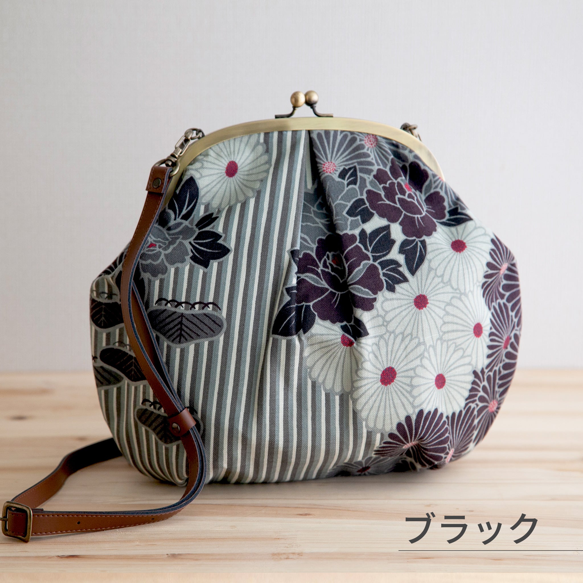 のレン がま口ショルダーバッグ レトロフラワー　