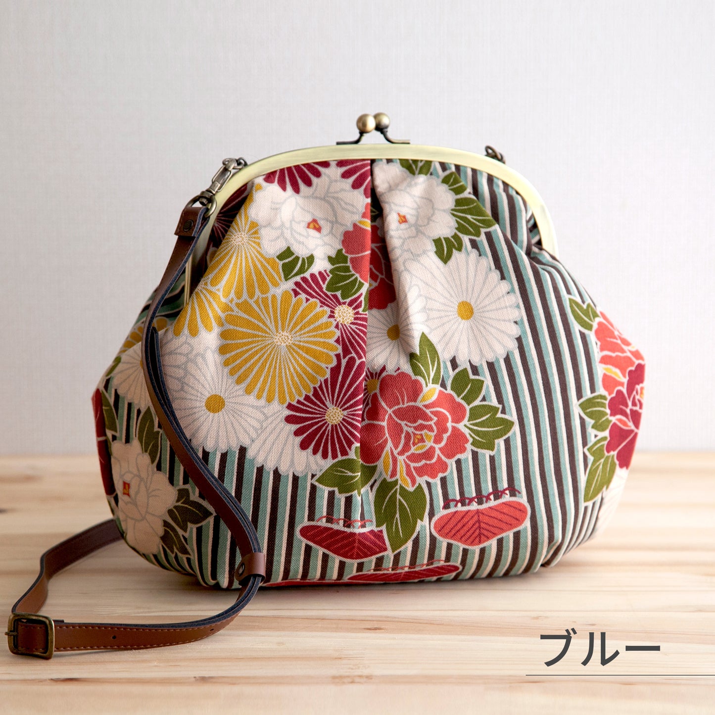 のレン がま口ショルダーバッグ レトロフラワー　