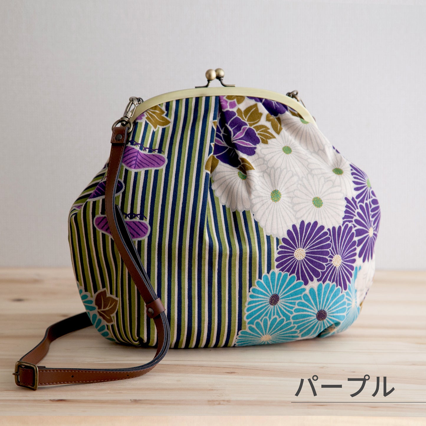 のレン がま口ショルダーバッグ レトロフラワー　