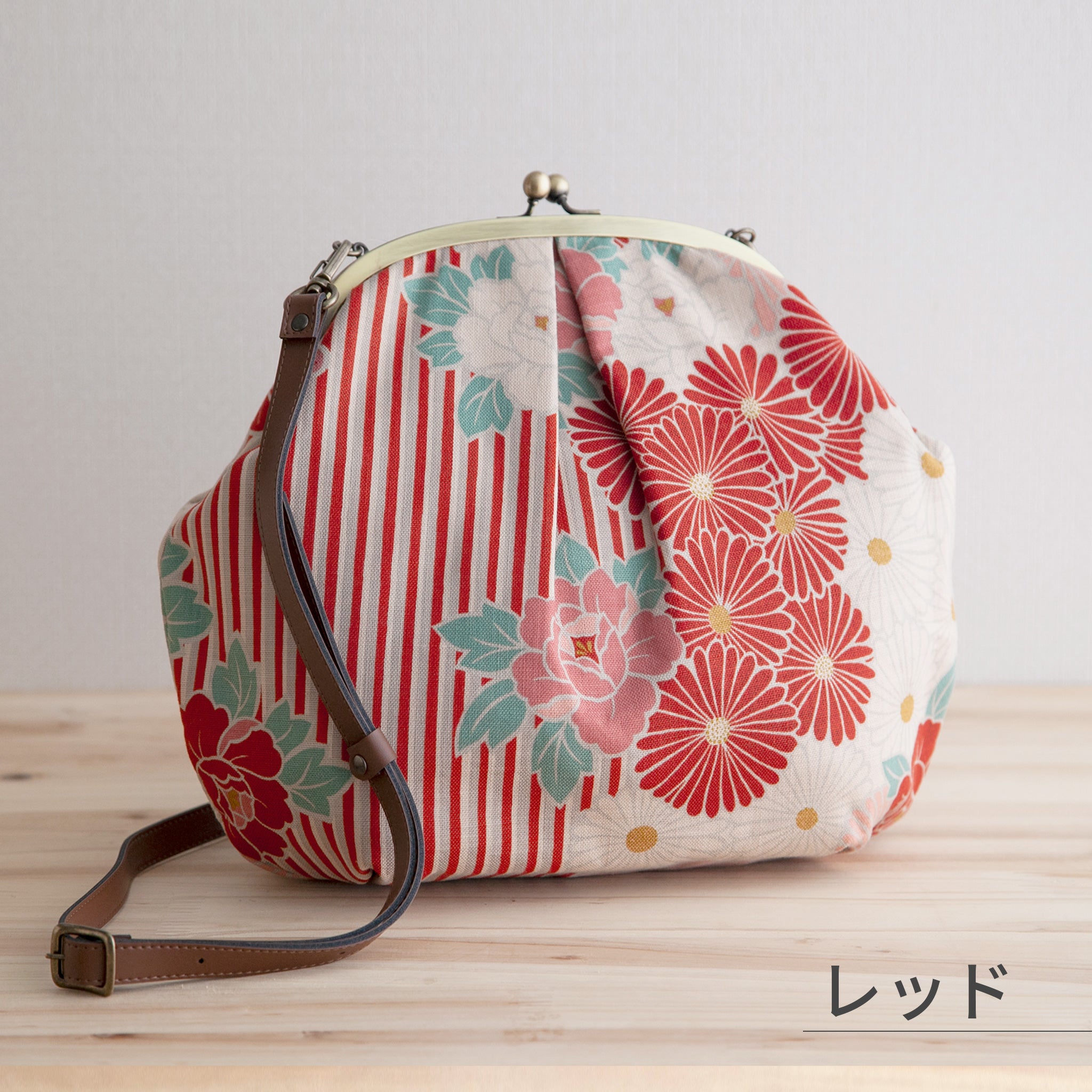 のレン がま口ショルダーバッグ レトロフラワー　