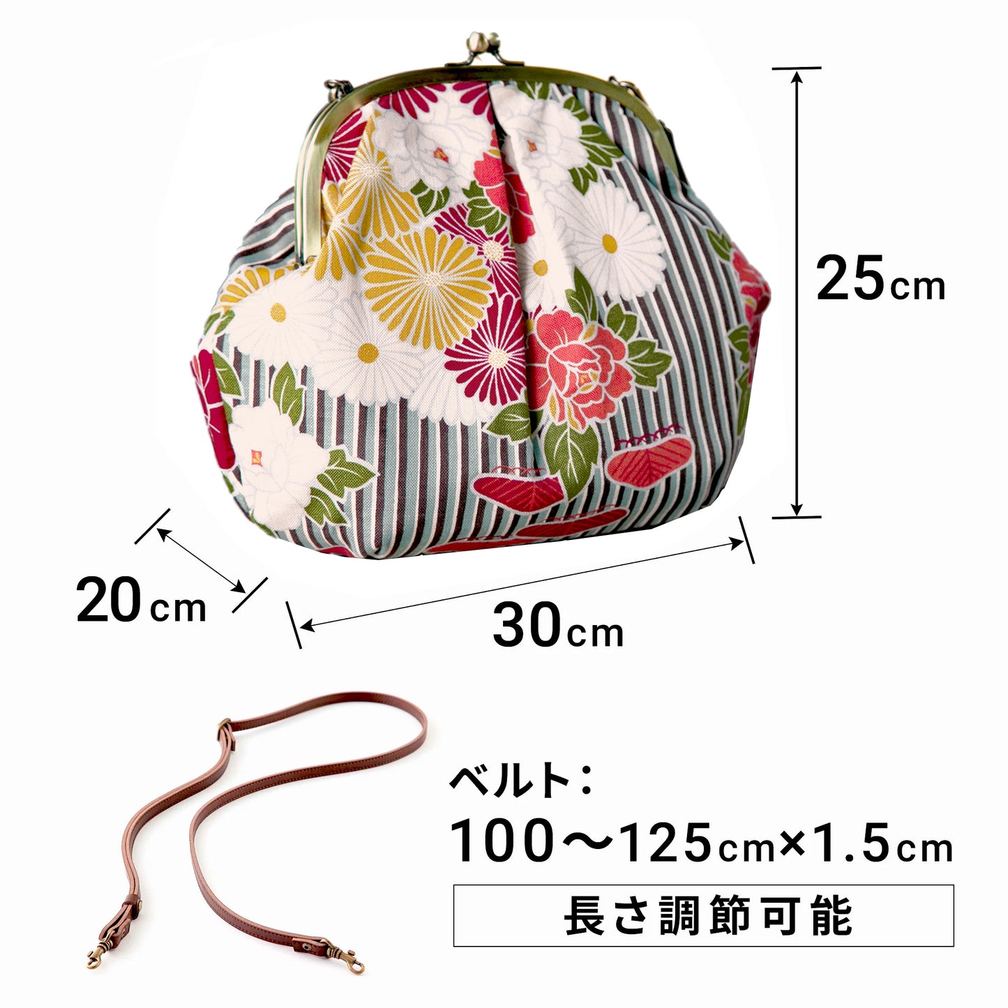 のレン がま口ショルダーバッグ レトロフラワー　