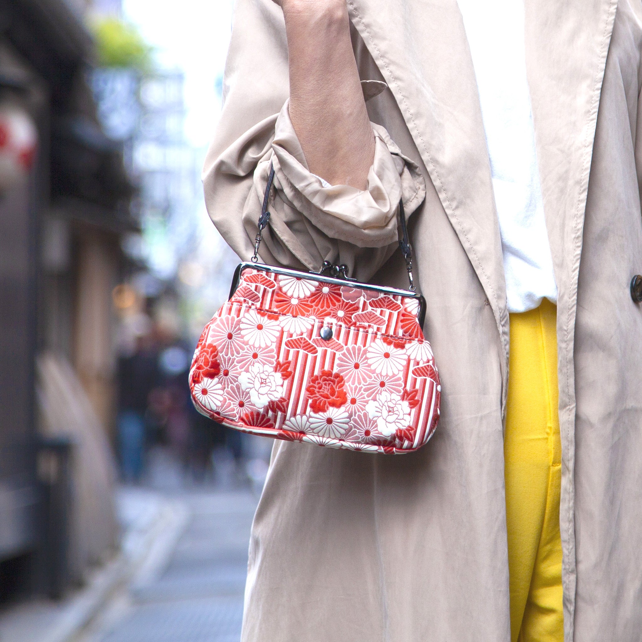 のレン 二口クラッチバッグ ふくれ織　