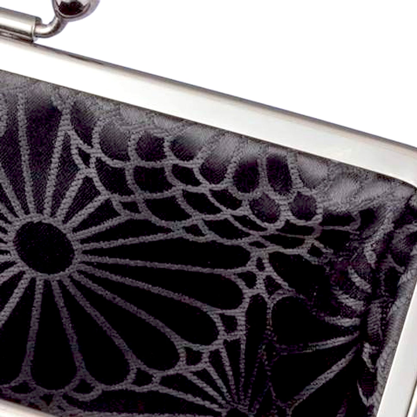 のレン 俵型 がま口ポーチ ふくれ織レトロフラワー