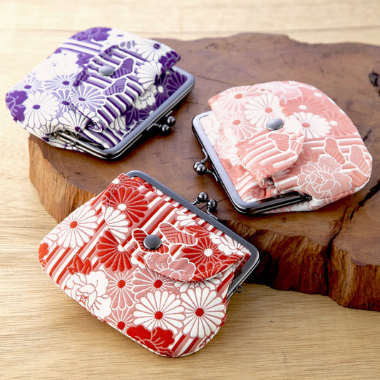 のレン 親子がま口財布 ふくれ織り