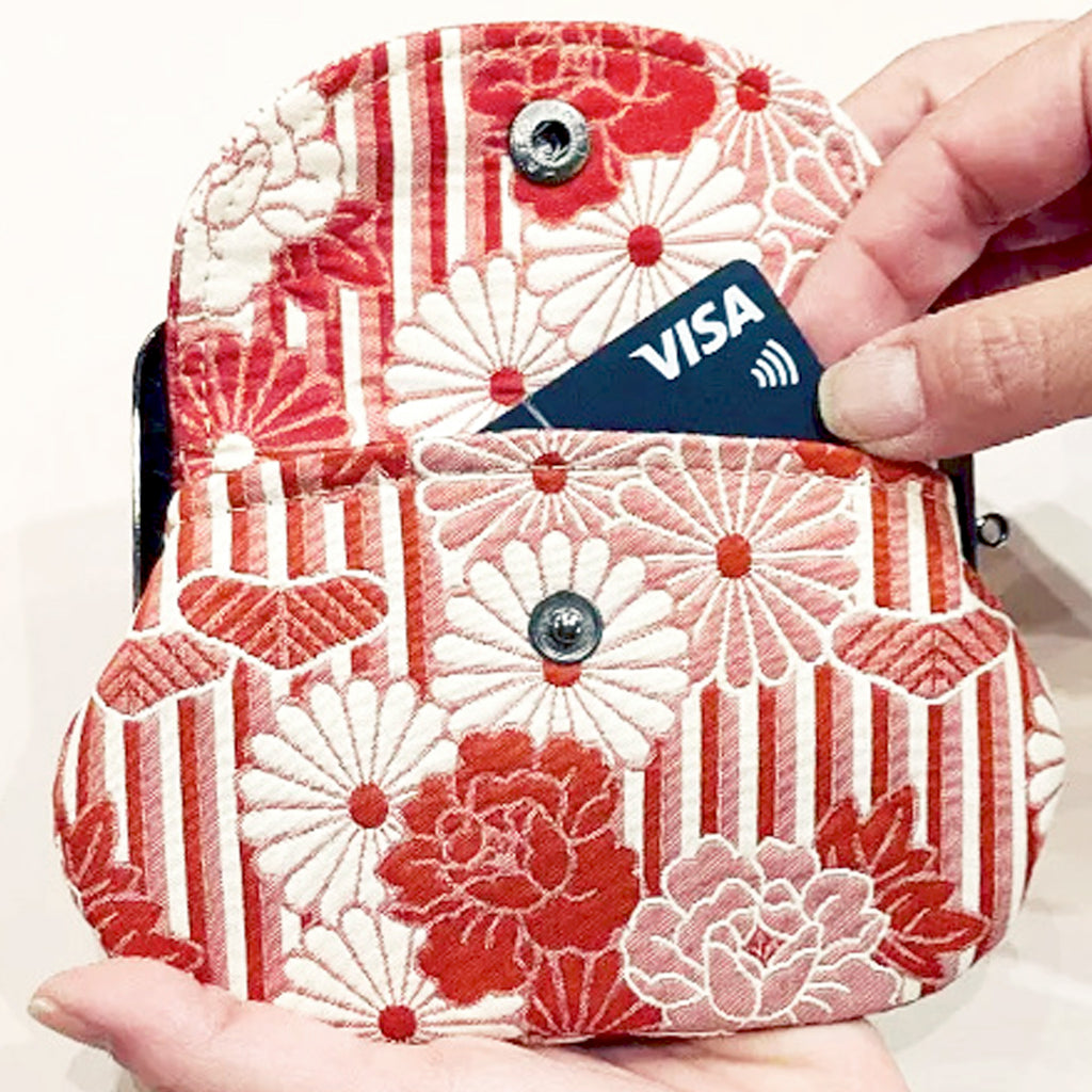 のレン 親子がま口財布 ふくれ織り