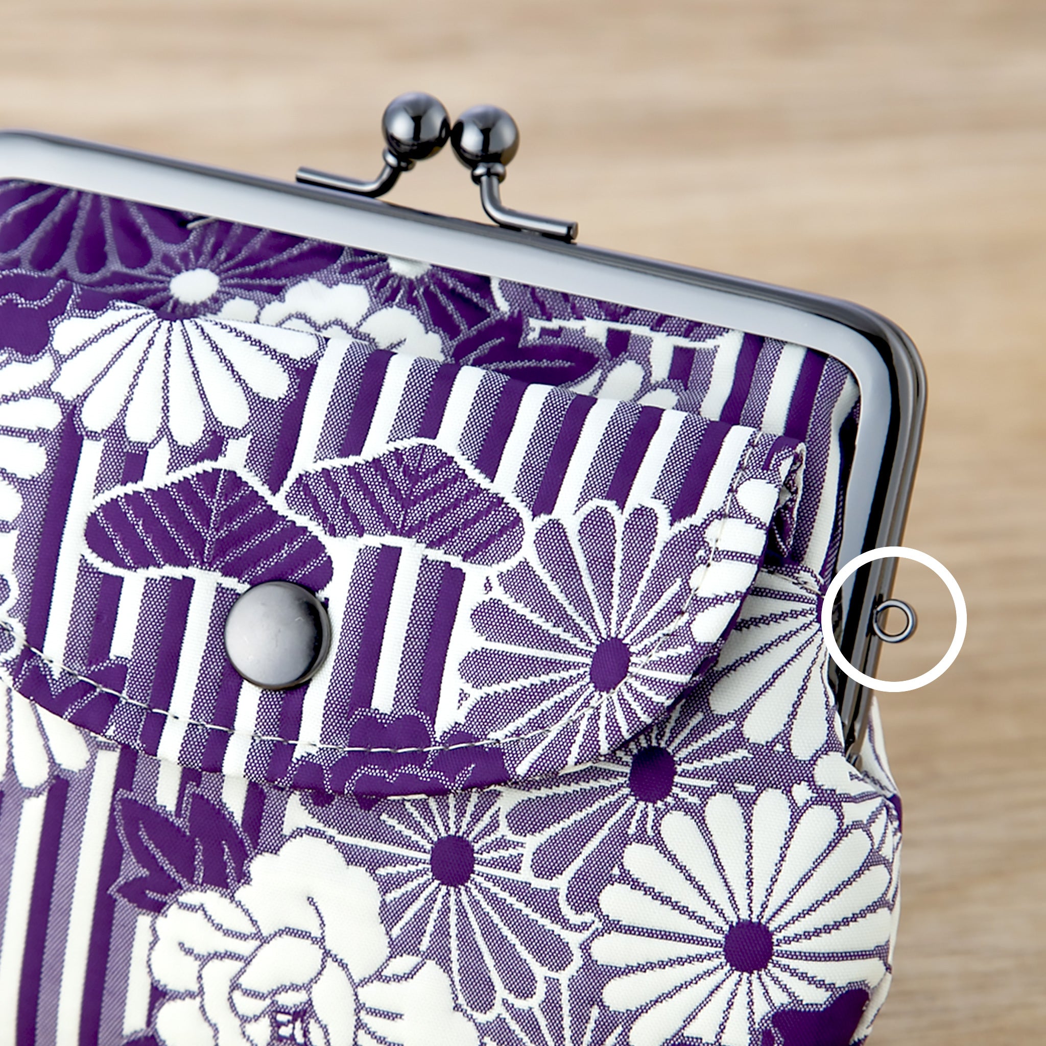 のレン 親子がま口財布 ふくれ織り