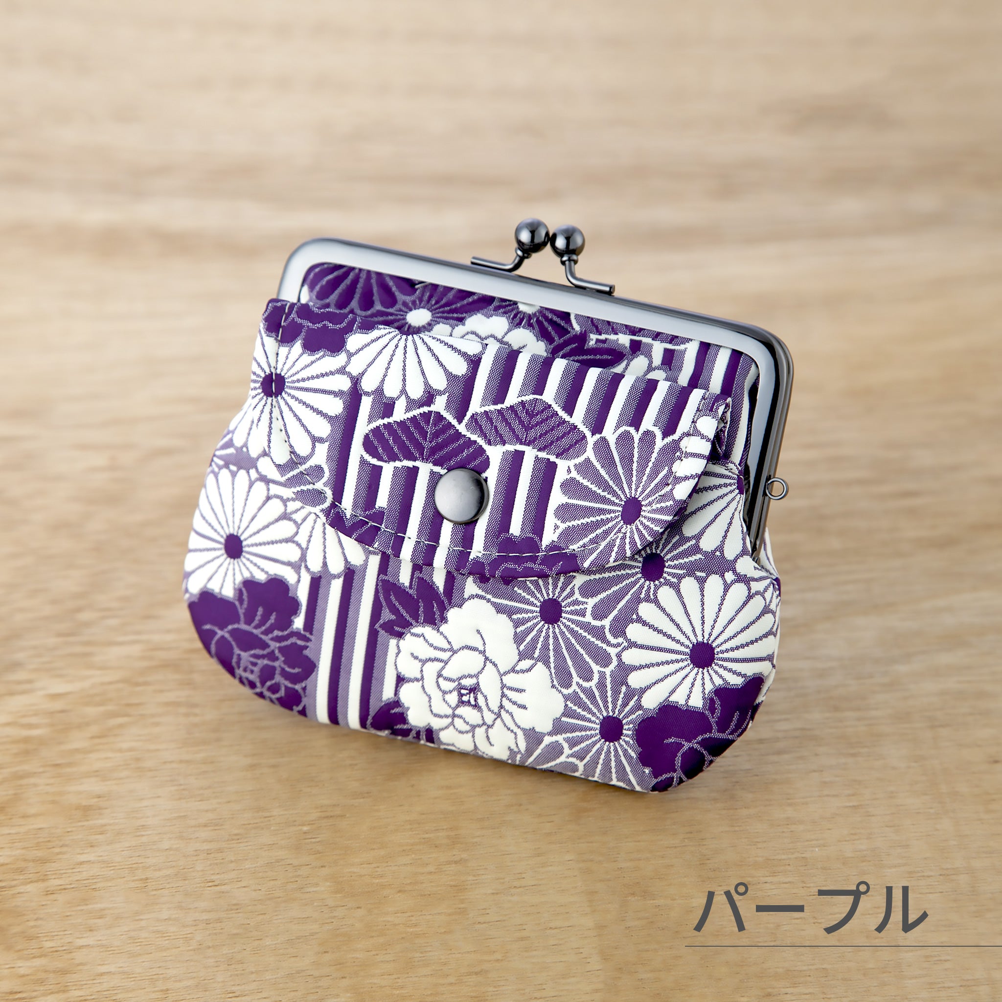 のレン 親子がま口財布 ふくれ織り