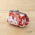 のレン 俵型 がま口ポーチ ふくれ織レトロフラワー