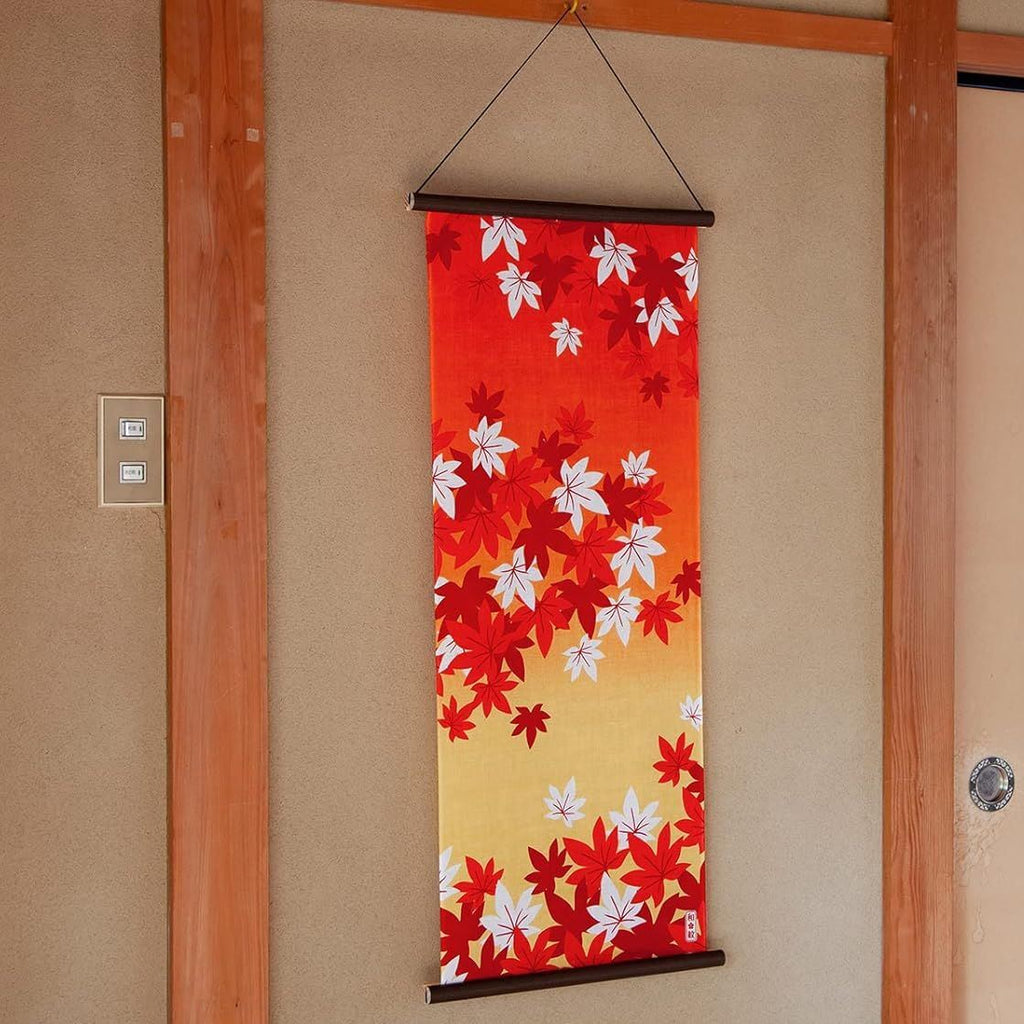 Noren Hand-printed Tenugui/Tapestry Rod Set of 4 Seasonal Patterns