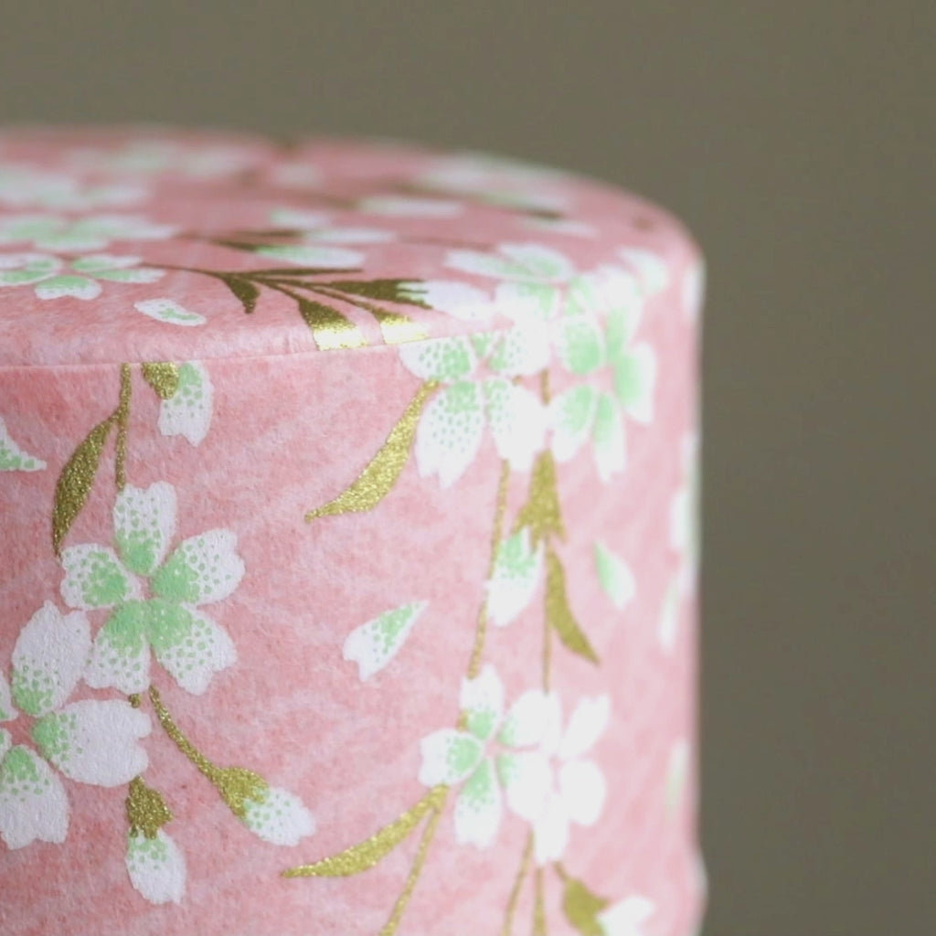 のレン 和紙の茶筒 / 200g 7.5×15.5cm 中蓋付き