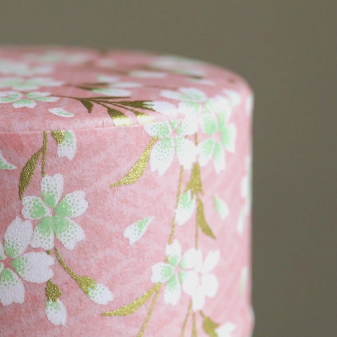 のレン 和紙の茶筒 / 200g 7.5×15.5cm 中蓋付き